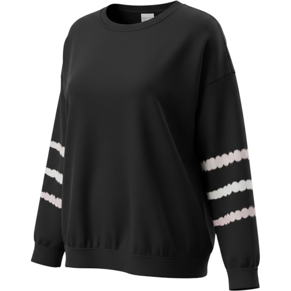 J. Jill Fit Black Tie Dye Stripe Sleeve Sweatshirt Cotton Modal Pockets Large